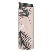 Palmen Zwart Wit Aardetoon Roze Thermosbeker (Geroteerd rechts)