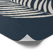 Palmenblad Navyblauw en Crème Poster (Hoek)