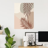 Palmenbladeren, Boho Abstract Geometrische Kunst Poster (Thuiskantoor)