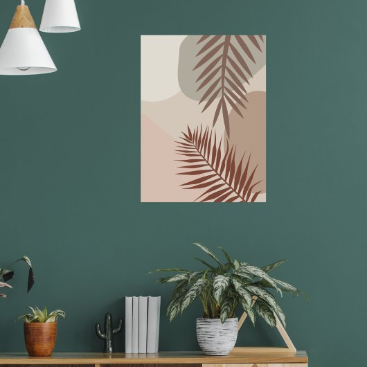 Palmenbladeren, Boho Abstract Geometrische Kunst Poster (Woonkamer 1)