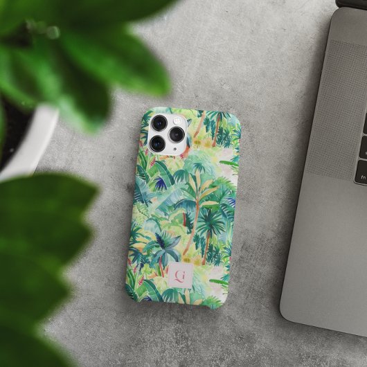 palmengroen | Initiaal monogram Case-Mate iPhone Case