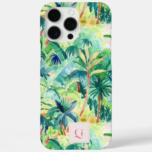  palmengroen | Initiaal monogram Case-Mate iPhone Case (Achterkant)