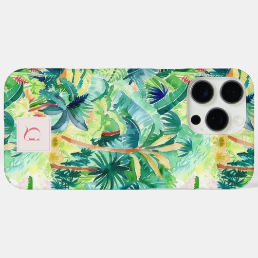  palmengroen | Initiaal monogram Case-Mate iPhone Case (Achterkant (horizontaal))