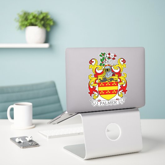 Palmer Family Crest Sticker (Laptop op bureau)