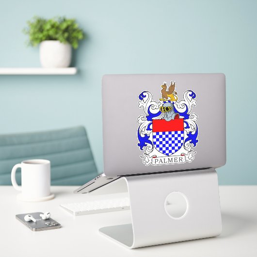 Palmer Family Crest Sticker (Laptop op bureau)