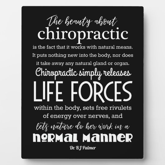 Palmer Quote - de schoonheid over chiropractisch Fotoplaat (Voorkant)