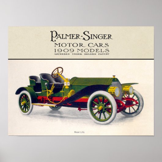 Palmer-Singer Motor Cars, 1909 Poster (Voorkant)