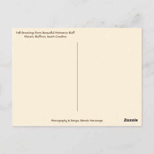 Palmetto Bluff Chapel Bluffton SC Herfst Scarecrow Briefkaart (Achterkant)