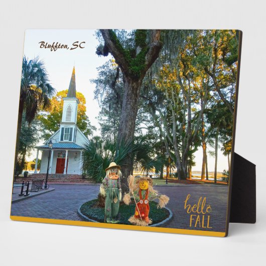 Palmetto Bluff Chapel Bluffton SC Herfst Scarecrow Fotoplaat (Zijkant)