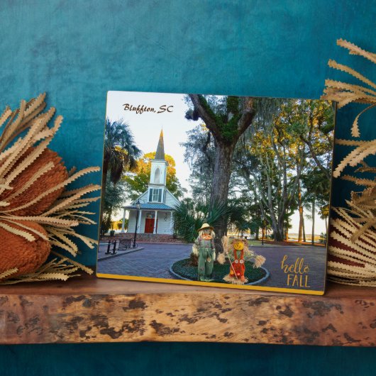 Palmetto Bluff Chapel Bluffton SC Herfst Scarecrow Fotoplaat (Zijkant)