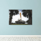 Palmetto-bomen lijst space shuttle Endeavor Canvas Afdruk (Insitu (Houten vloer))