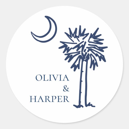 Palmetto Crescent Moon Ronde Sticker (Voorkant)