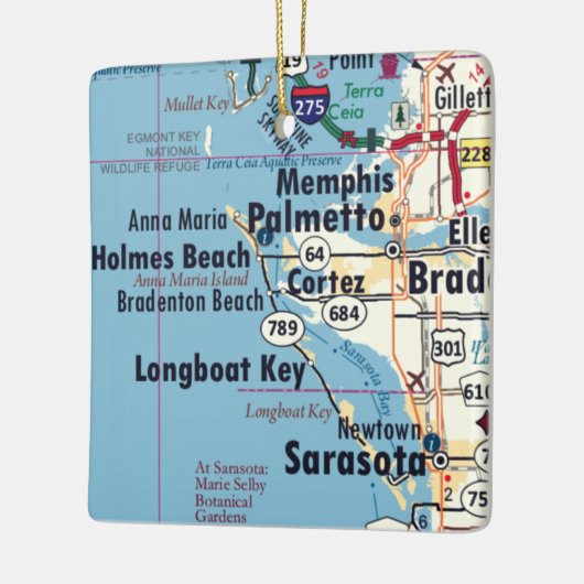 Palmetto Florida Map Keramisch Ornament (Links)