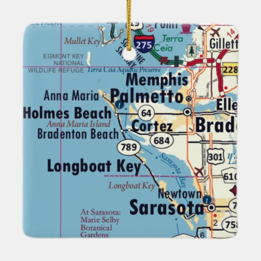 Palmetto Florida Map Keramisch Ornament (Achterkant)