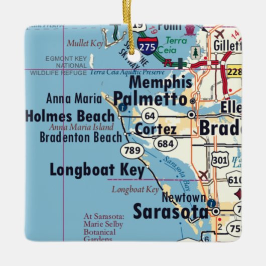 Palmetto Florida Map Keramisch Ornament (Voorkant)