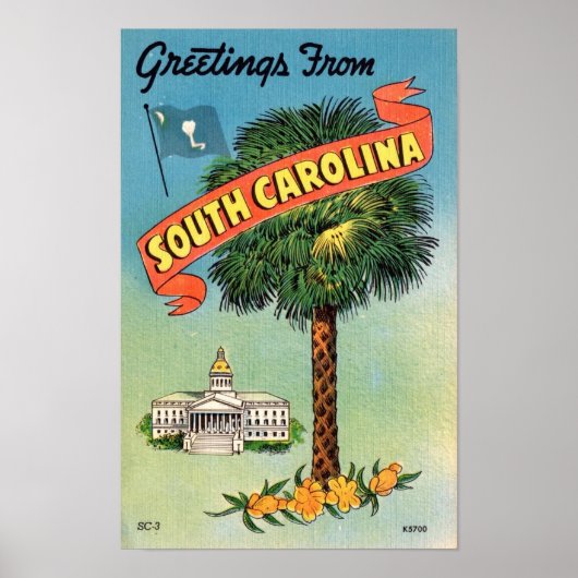 Palmetto Palm 11x17 Afdrukken van South Carolina Poster (Voorkant)