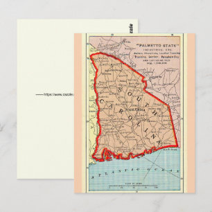 Palmetto Staat - South Carolina Ansichtkaart Briefkaart