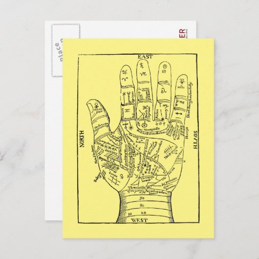 Palmistry Briefkaart (Voorkant / Achterkant)