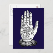 Palmistry Chart, 1885 Briefkaart (Voorkant / Achterkant)