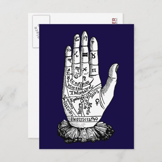 Palmistry Chart, 1885 Briefkaart (Voorkant / Achterkant)