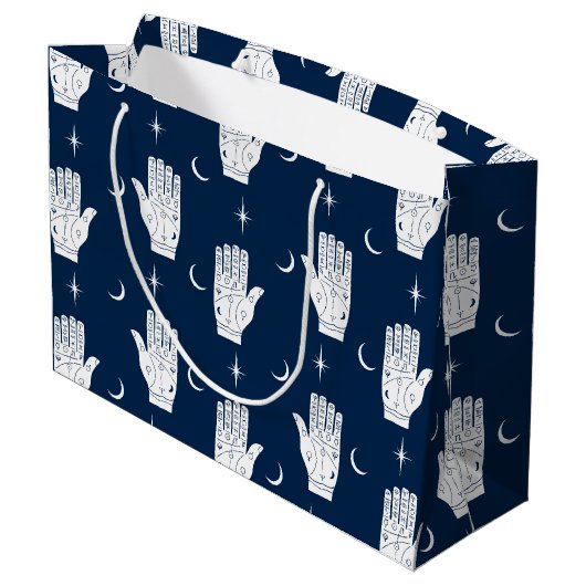 Palmistry grote geschenk tas met chiromancy handen groot cadeauzakje (Achterkant Gekanteld)