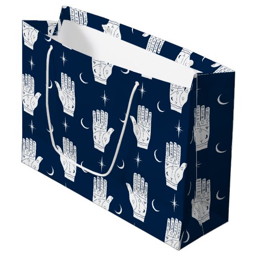 Palmistry grote geschenk tas met chiromancy handen groot cadeauzakje (Voorkant Gekanteld)