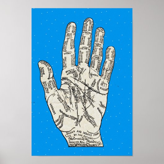 palmistry Handdiagram - Holmes W. Merton Poster (Voorkant)