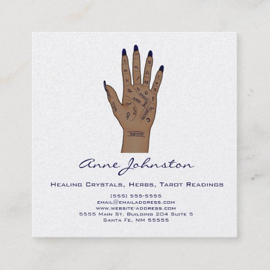 Palmistry Occult Square Visitekaartje (Achterkant)