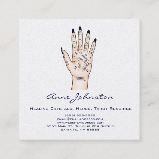 Palmistry Occult Square Visitekaartje (Achterkant)