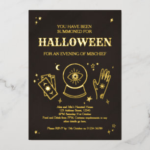 Palmistry Witchy Halloween Party Invitation Folie Uitnodiging