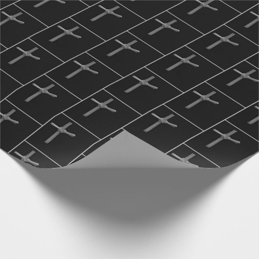 Palmkruis op zwarte vierkanten cadeaupapier (Hoek)