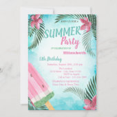 Palmleder, bloemen, ijsbloem, Birthday Party Kaart (Voorkant)