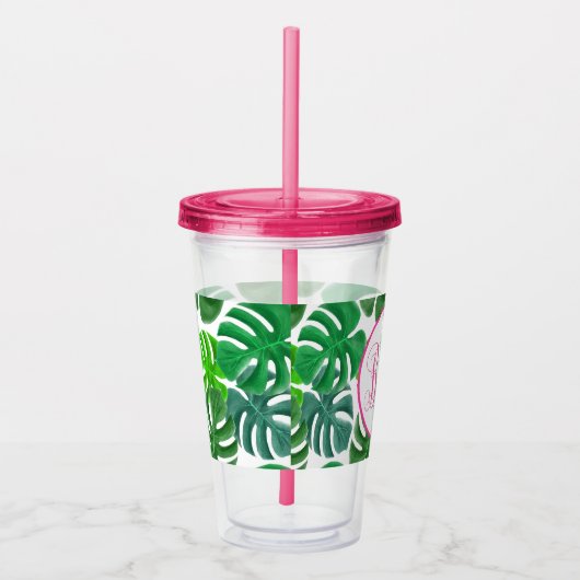 Palmleder en -monogram acryl drinkbeker (Rechts)