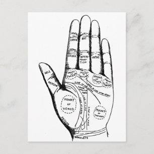 Palmleesgrafiek Palmistry fortuin toekomst Briefkaart