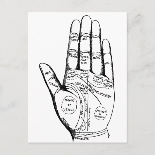 Palmleesgrafiek Palmistry fortuin toekomst Briefkaart (Voorkant)