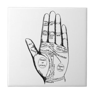 Palmleesgrafiek Palmistry fortuin toekomst Tegeltje