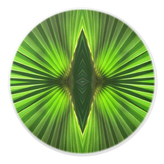 Palmleven | Groen Palm Frond Keramische Knop (Voorkant)
