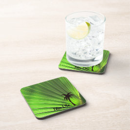 Palmleven | Groene palmrond met palmboom Bier Onderzetter