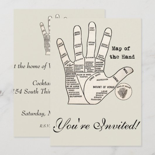  palmlezing palmistry fortuin kaart (Voorkant / Achterkant)