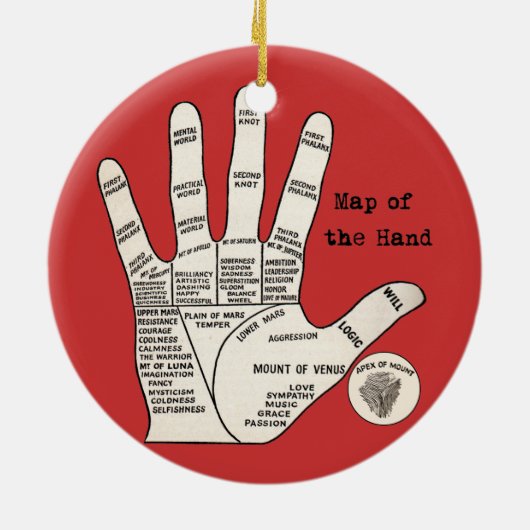 palmlezing palmistry fortuin keramisch ornament (Achterkant)