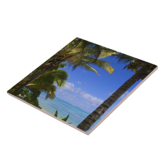 Palmlijnstrand Cookeilanden 2 Tegeltje (Zijkant)