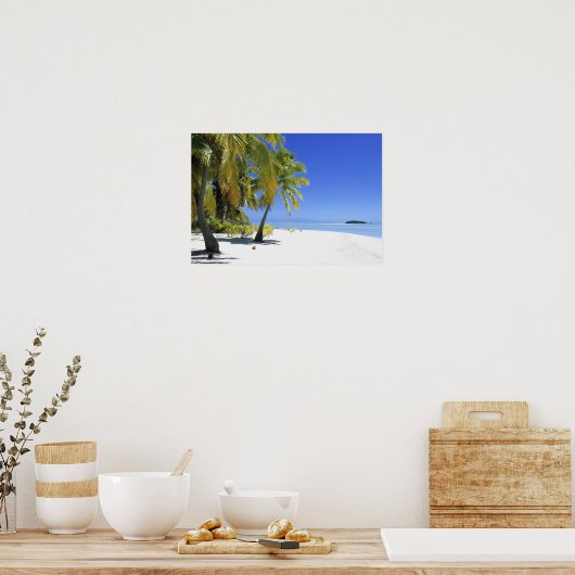 Palmlijnstrand Cookeilanden 3 Poster (Keuken)