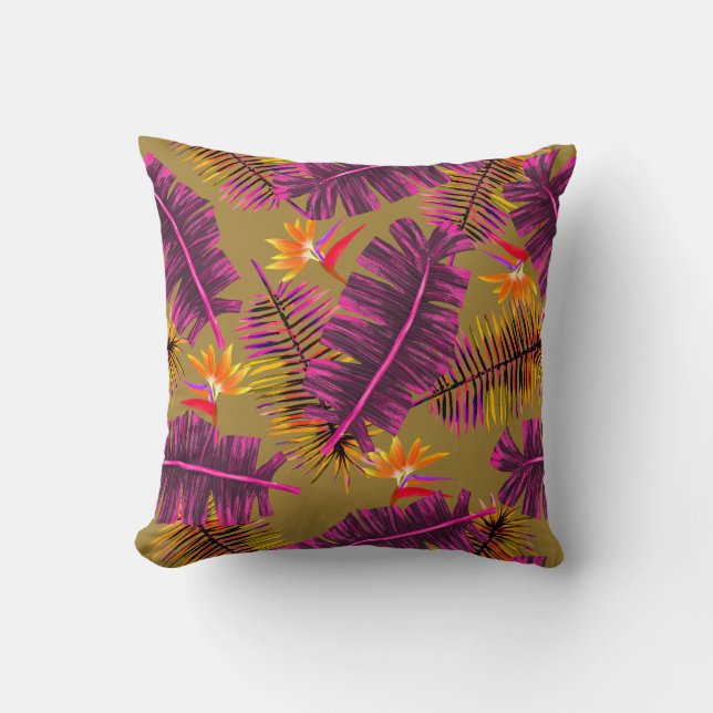 Palmparadijs Geel Oranje Kussen (Voorkant)