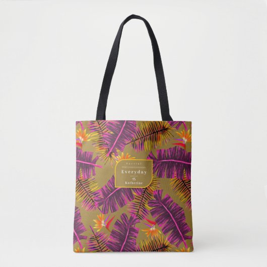 Palmparadijs Mosterd Tote Bag (Voorkant)