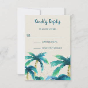 Palmparadijs   Tropical Beach Wedding RSVP-kaart RSVP Kaartje
