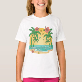 Palmparadijs Tropisch strand Meisjes T-shirt