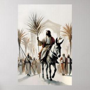 Palmpasen Jezus Rijdt Op Een Ezel Christelijk Poster