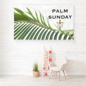 Palmpasen Kruis met Groene Palm Tak Spandoek (Insitu)