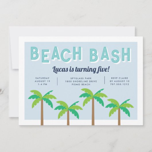 PalmPop | Aanbesteding Beach Birthday Party Kaart (Voorkant)