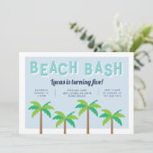 PalmPop | Aanbesteding Beach Birthday Party Kaart (Staand voorkant)